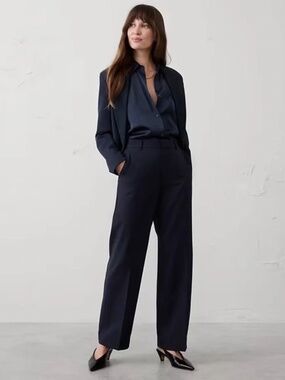 NWT Banana Republic Straight High-Rise Sculpted Trouser // Navy